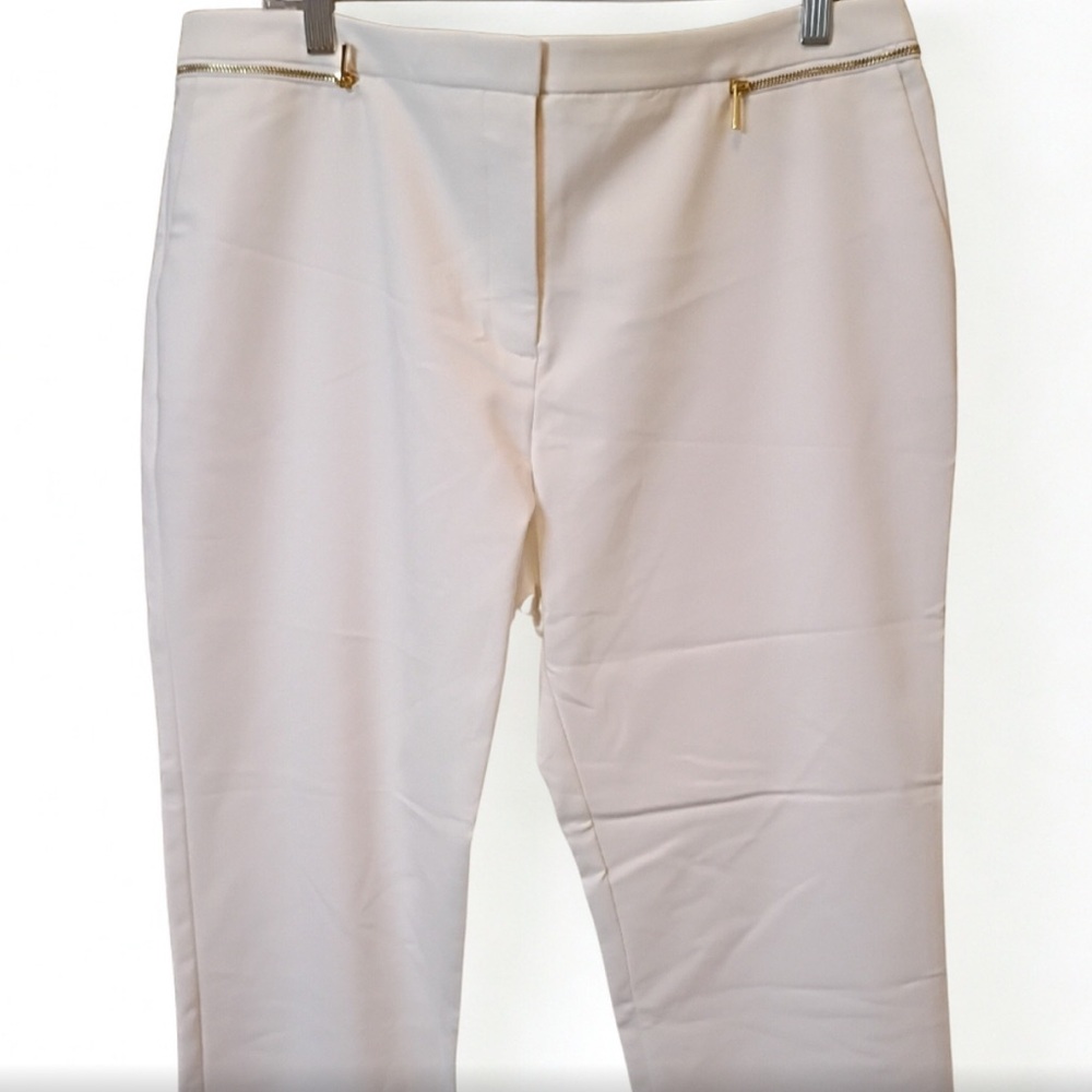 Calvin Klein Modern Essential White Dress Pants With Gold Accents Size 14 New